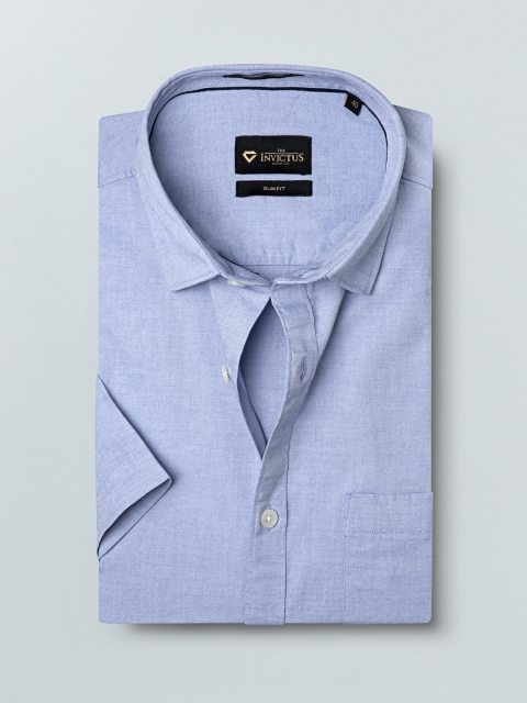 

INVICTUS Men Blue Slim Fit Solid Antimicrobial Formal Shirt