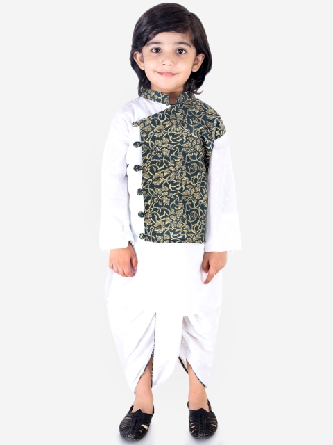 

KID1 Boys White & Blue Printed Kurta with Dhoti Pants