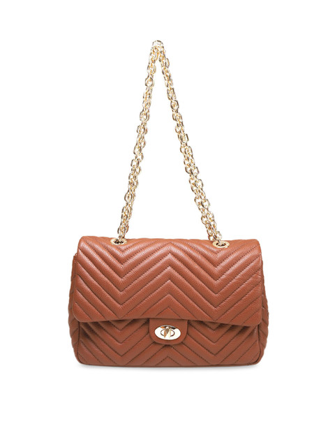 

Da Milano Tan Brown Textured Leather Satchel Bag