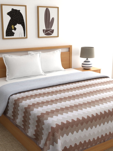 

A Homes Grace Brown & Grey Abstract AC Room 300 GSM Double Bed Dohar