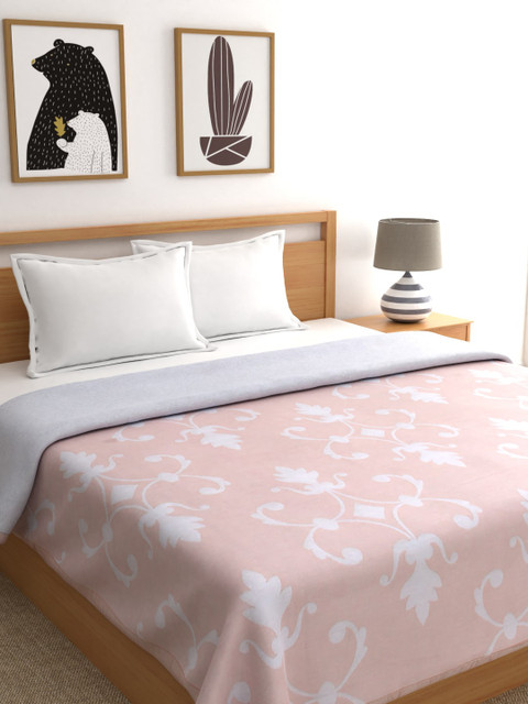 

A Homes Grace Pink & White Floral AC Room 300 GSM Double Bed Dohar