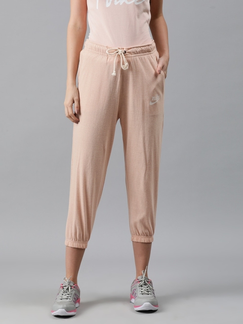 

Nike Women Peach-Coloured Solid AS W NSW GYM Dri-Fit Regular Fit Cropped Capris