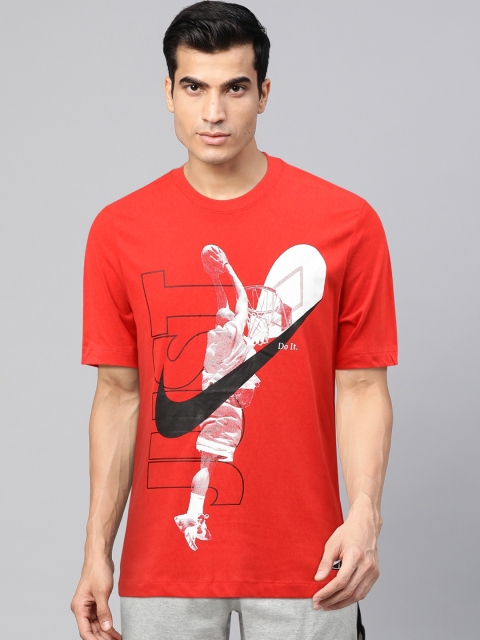 

Nike Men Red Printed Round Neck Basketball T-shirt