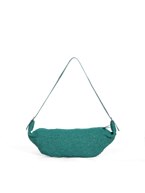 

Diwaah Teal Blue Self Design Shoulder Bag