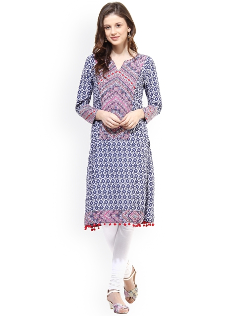 

La Firangi Blue & White Printed Kurta