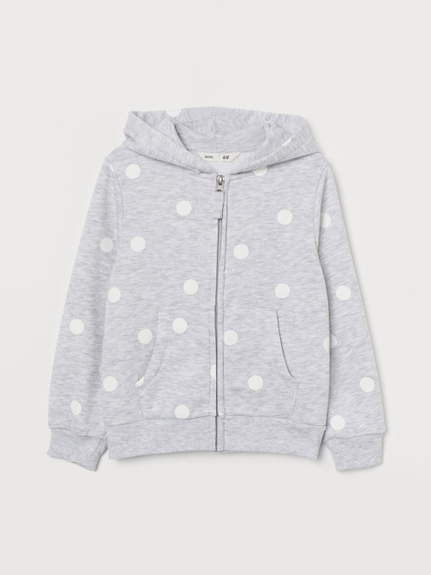 

H&M Girls Grey & White Printed Hooded Sustainable Sweatshirt