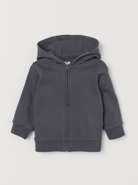 

H&M Kids Charcoal Grey Solid Cotton Zip-Through Sustainable Hoodie