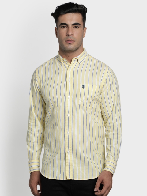 

Red Tape Men Yellow Regular Fit Striped Casual Shirt