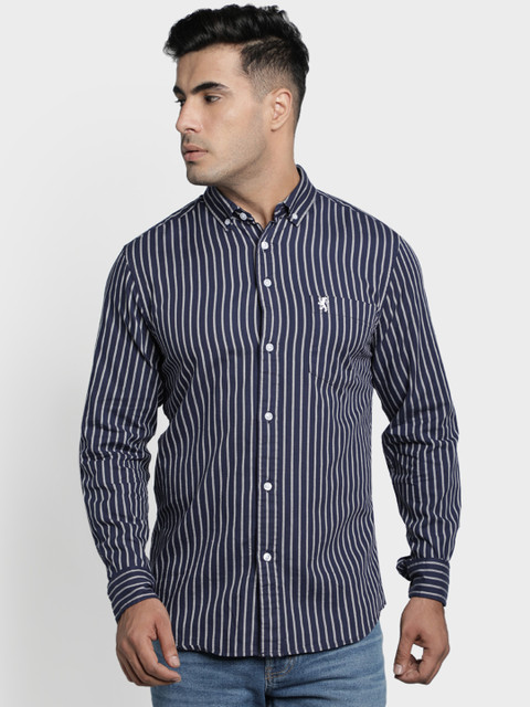 

Red Tape Men Navy Blue Regular Fit Striped Casual Shirt