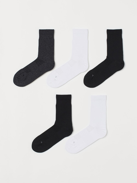 

H&M Men Solid 5 Pack Sports Sustainable Socks, White