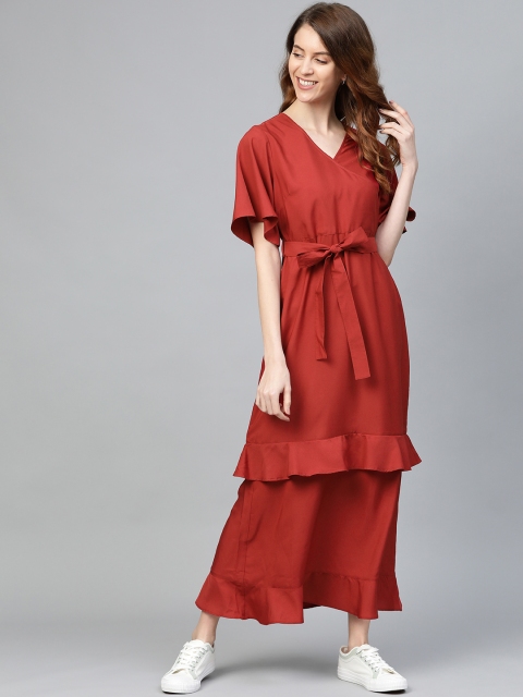 

Mast & Harbour Women Red Solid Convertible Wrap Dress