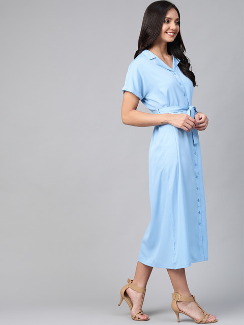 

Mast & Harbour Women Blue Solid Shirt Dress