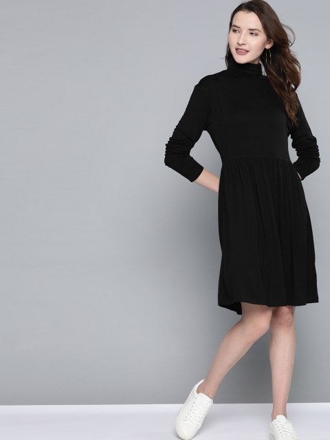 

Mast & Harbour Women Black Solid A-Line Dress