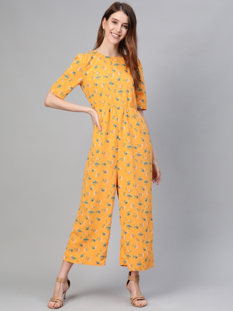 

Mast & Harbour Women Yellow & Blue Printed Basic Jumpsuit