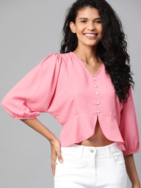 

Mast & Harbour Women Pink Solid Top