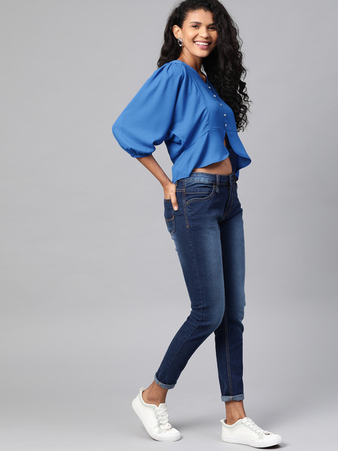 

Mast & Harbour Women Blue Solid Top