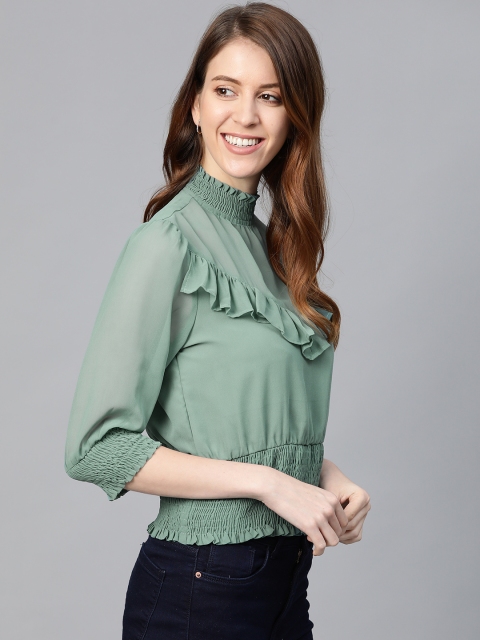 

Mast & Harbour Women Green Solid Top