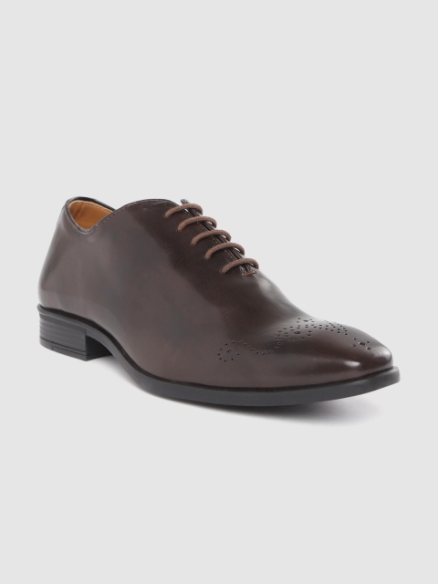 

INVICTUS Men Coffee Brown Solid Formal Oxfords With Perforated Detail