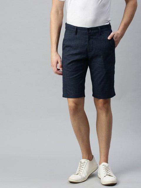 

Allen Solly Sport Men Navy Blue Solid Slim Fit Regular Shorts