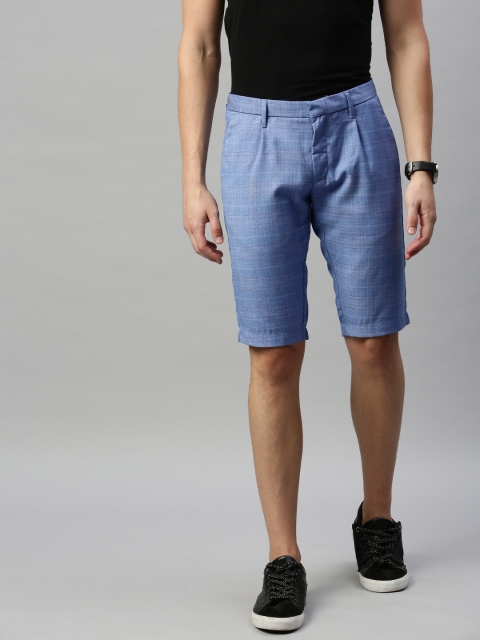 

Allen Solly Sport Men Blue Checked Smart Slim Fit Regular Shorts