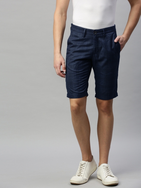 

Allen Solly Sport Men Navy Blue Checked Smart Slim Fit Regular Shorts