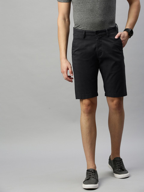 

Allen Solly Sport Men Black & Grey Checked Slim Fit Regular Shorts