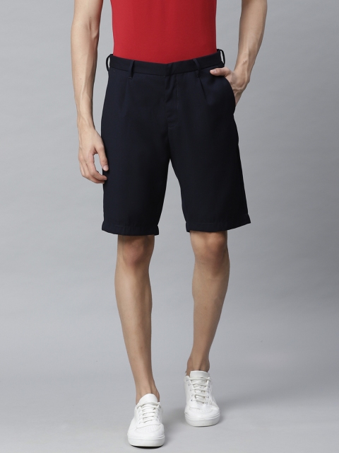

Allen Solly Sport Men Navy Blue Self Design Cropped Fit Regular Shorts