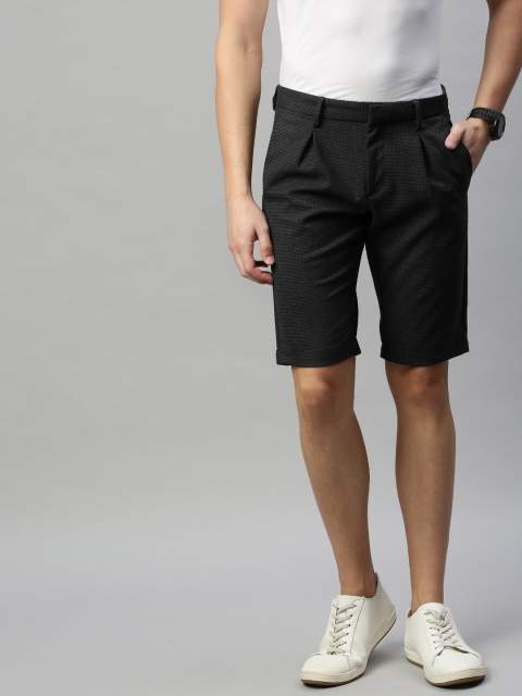 

Allen Solly Sport Men Black Self Design Smart Slim Fit Regular Shorts
