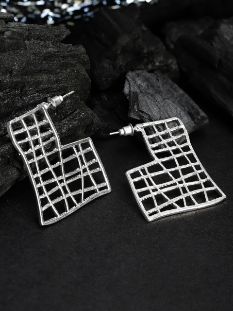 

TOKYO TALKIES X rubans FASHION ACCESSORIES Silver-Toned Geometric Drop Earrings