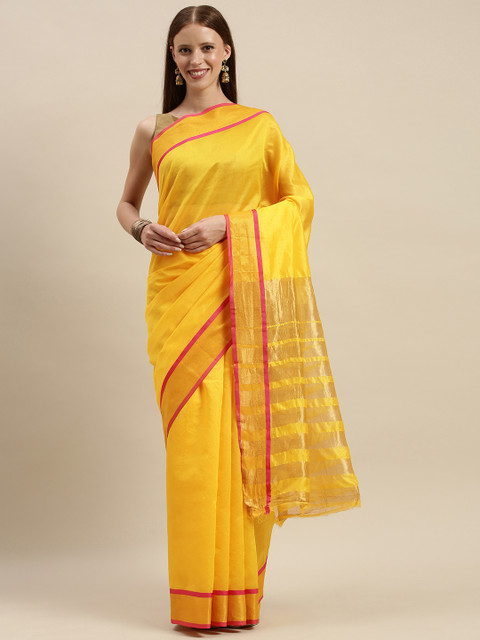 

KALINI Yellow Solid Art Silk Saree