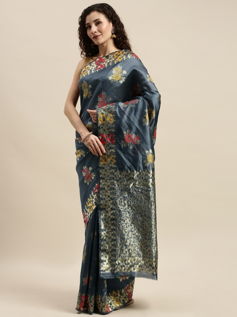 

KALINI Grey Woven Design Art Silk Saree