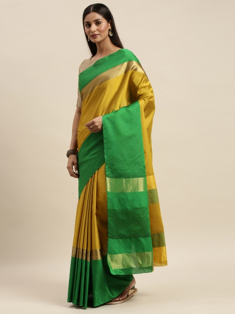 

KALINI Yellow Solid Art Silk Saree