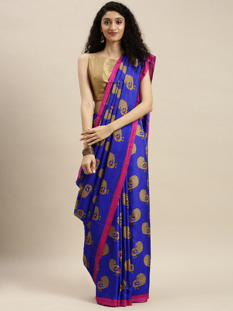

KALINI Blue & Pink Art Silk Printed Saree