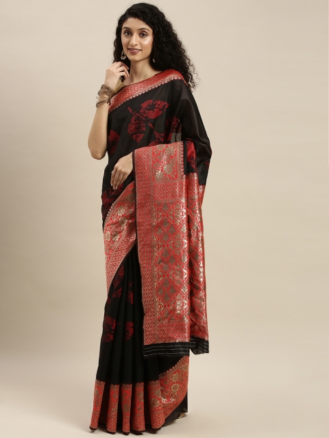 

KALINI Black & Red Art Silk Woven Design Saree