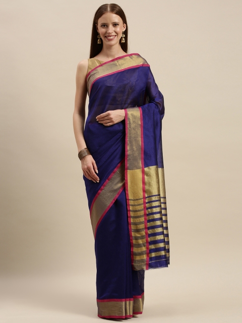 

KALINI Blue Solid Art Silk Saree