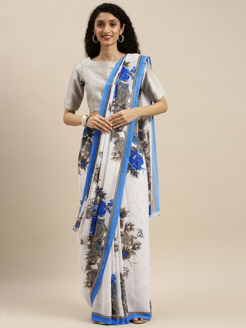 

KALINI Blue Printed Pure Georgette Saree