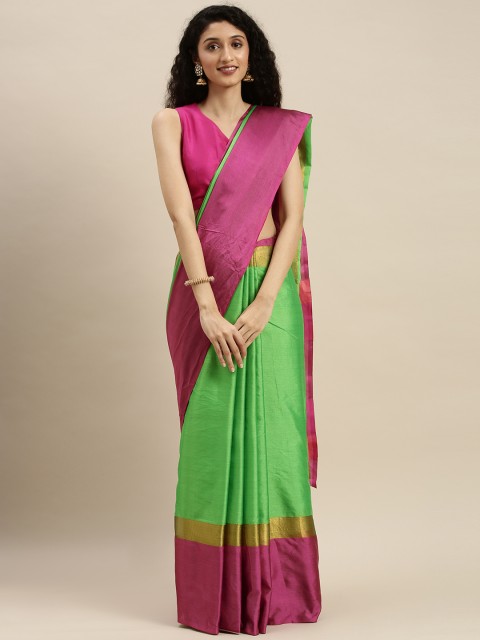 

KALINI Green & Pink Art Silk Solid Saree