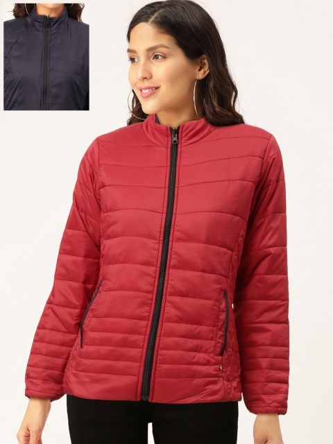 

Monte Carlo Women Red & Navy Blue Solid Reversible Padded Jacket