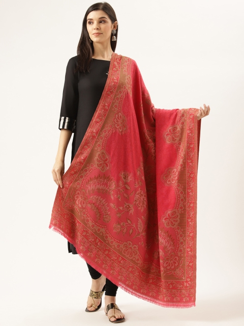

Monte Carlo Women Coral Pink & Beige Self Design Shawl