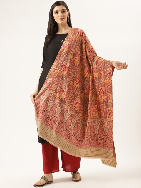 

Monte Carlo Women Yellow & Red Self Design Shawl