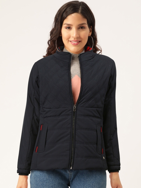 

Monte Carlo Women Navy Blue Solid Quilted Jacket