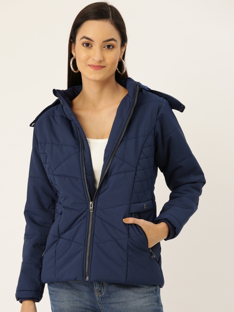 

Monte Carlo Women Navy Blue Solid Hooded Parka Jacket