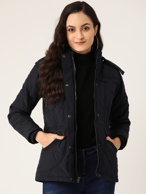 

Monte Carlo Women Navy Blue Hooded Parka Jacket