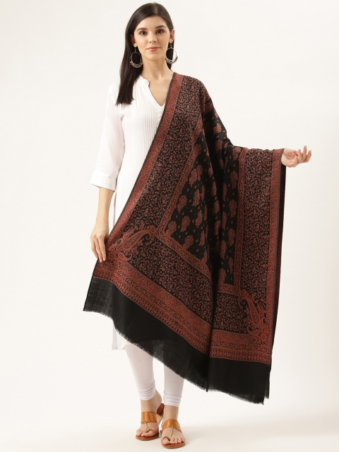 

Monte Carlo Women Black & Maroon Paisley Patterned Shawl