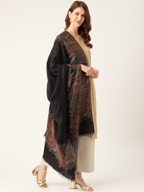 

Monte Carlo Women Black & Orange Ethnic Motifs Woven Design Shawl