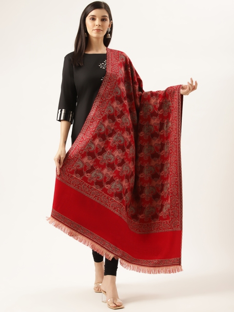 

Monte Carlo Women Red Self Design Shawl, Maroon