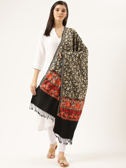 

Monte Carlo Women Black & Beige Embroidered Shawl