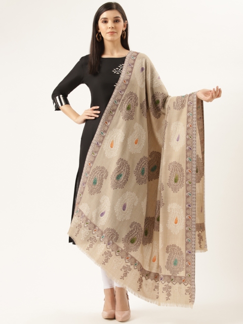 

Monte Carlo Women Beige & Brown Paisley Patterned Shawl