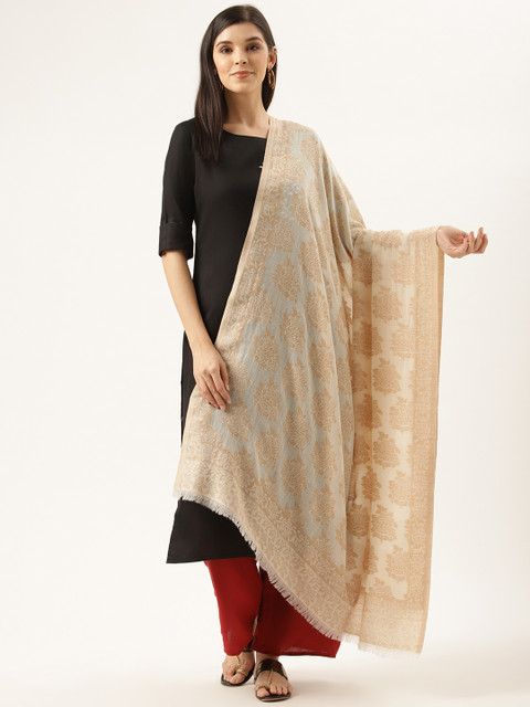 

Monte Carlo Women Off-White & Beige Woven Design Shawl