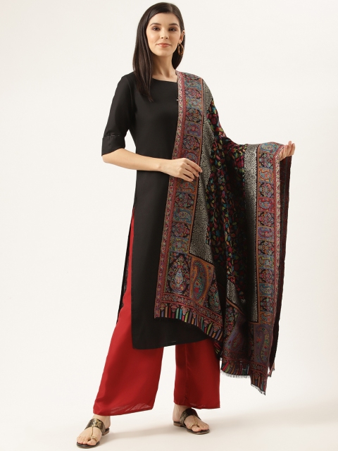 

Monte Carlo Women Black & Red Woven Design Shawl